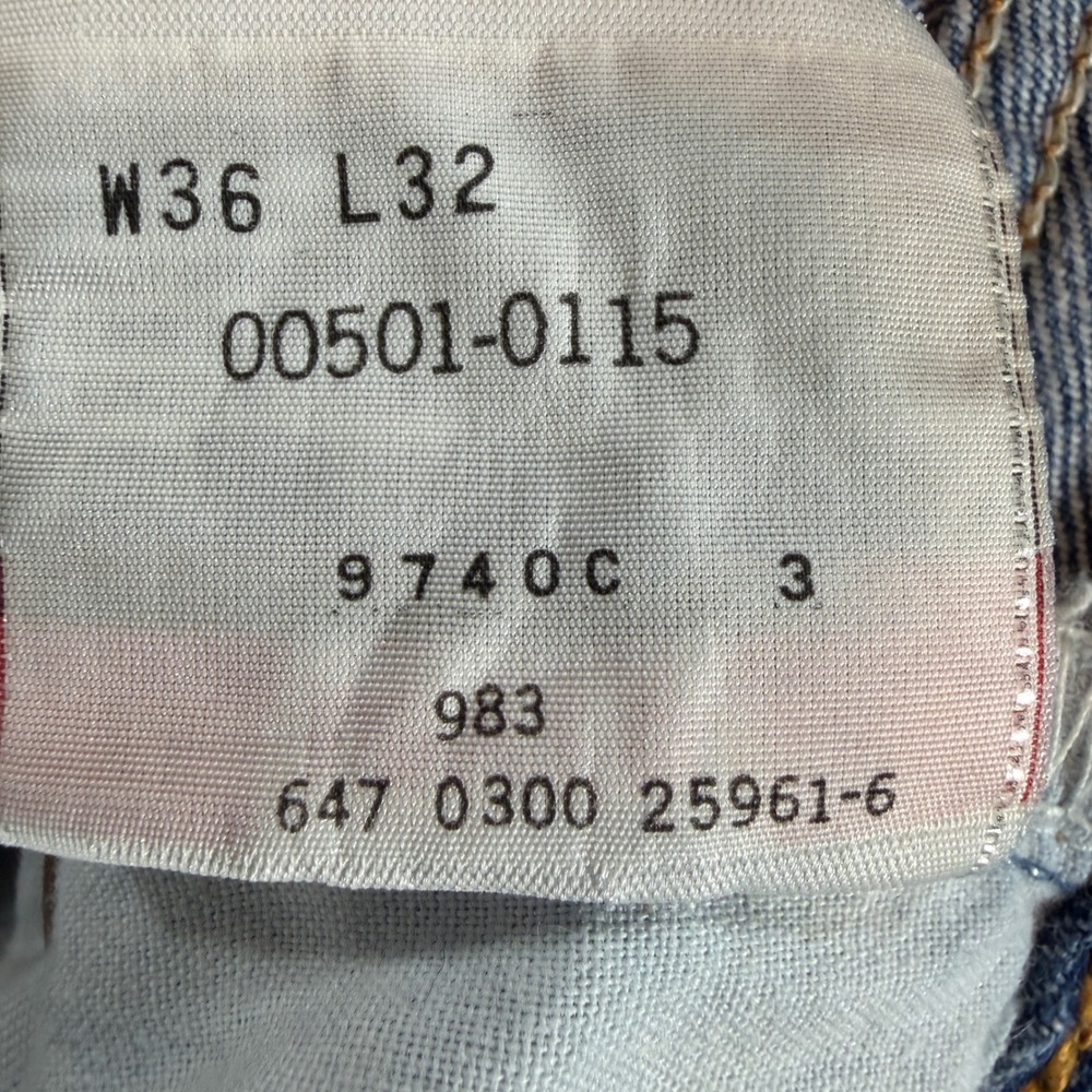 Vintage‎ Levis 501 Original Fit Button Fly Blue Jeans 00501-0115 Mens 36x32 - Picture 4 of 9